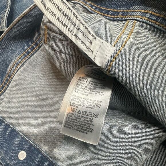 J. Crew Factory Distressed Denim Trucker Jacket Size Medium - Picture 8 of 9